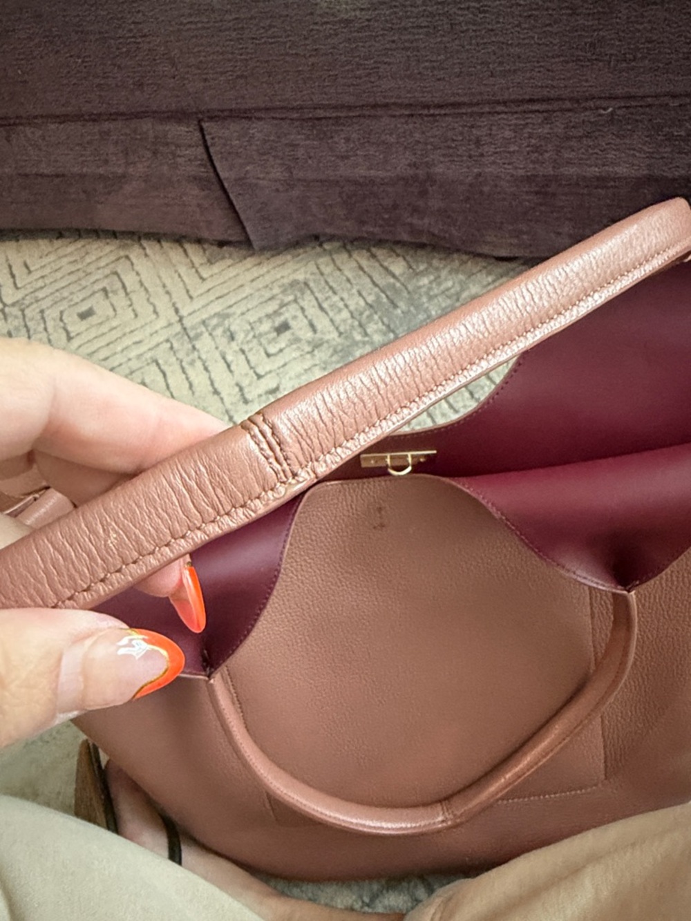 Kate Spade Rose Taupe Pebbled Leather Tote with Bow Accent - Picture 10 of 16